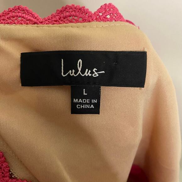 Lulus Mini Dress Hot Pink Lace Floral Bodycon Party Size Large Romantic - Picture 10 of 11
